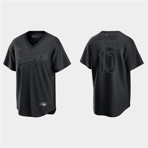 Men's Los Angeles Dodgers #10 Justin Turner Black Pitch Black Fashion Replica Stitched Jersey Men's Los Angeles Dodgers #10 Justin Turner Black Pitch Black Fashion Replica Stitched Jersey